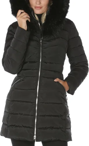 Vista 3 de LAUNDRY BY SHELLI SEGAL Chaqueta acolchada para mujer con capucha de piel sintética desmontable y cuello grande