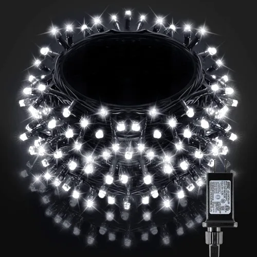 Vista 19 de BlcTec Luces de Navidad blancas cálidas, 300 luces LED de 108 pies para árbol de Navidad con 8 modos, impermeables, con certificación UL