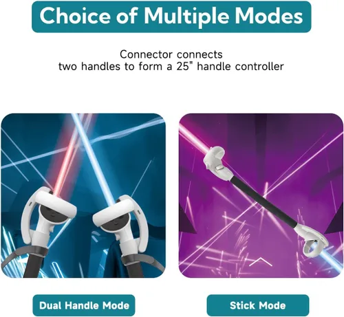 Vista 5 de OKAYCAT Beat Saber Handles Extension Grips for OculusMeta Quest 2 3 in 1 Upgraded Simple Install Fixed Clasp Protect Controller Grips with