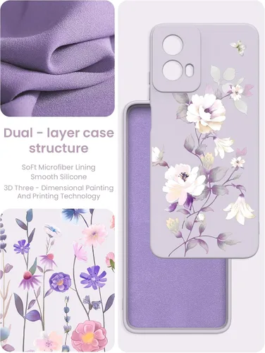Vista 4 de Yucenx Funda para Motorola Moto G 5G 2024 de 6.6 pulgadas, funda de silicona líquida floral para niñas y mujeres, a prueba de golpes, antiarañazos
