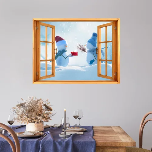 Vista 28 de wall26 Adhesivo de Pared Papá Noel Llevando Regalos Ventana Abierta Mural, No Se Despega y No Se Pega, Papel Tapiz No Tejido Decorativo