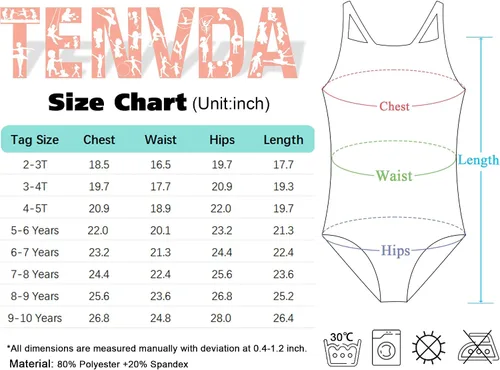 Vista 7 de TENVDA Trajes de baño de una pieza para niñas, traje de baño deportivo con cuello halter