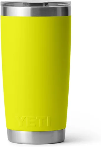 Vista 5 de YETI Rambler - Vaso de acero inoxidable con aislamiento al vacío de 20 onzas con tapa MagSlider amarillo (Firefly Yellow)