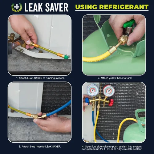 Vista 4 de Sellador de fugas refrigerante Leak Saver Direct Inject para sistemas pequeños Sellador de fugas AC para la mayoría de los sistemas HVAC de hasta