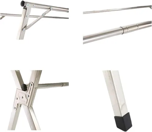 Vista 6 de AIODE Estante de secado de ropa para ropa plegable sin instalación Estante ajustable de acero inoxidable para ropa