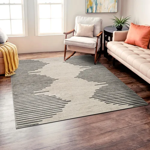 Vista 36 de Rugshop Alfombra bohemia a rayas resistente a las manchas, color beige, 2 x 7 pies