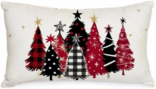 Vista 11 de AACORS Funda de almohada de Navidad de 45.7 x 45.7 cm con árbol de Navidad acuarela y estrellas, decoración festiva de granja de invierno para sofá