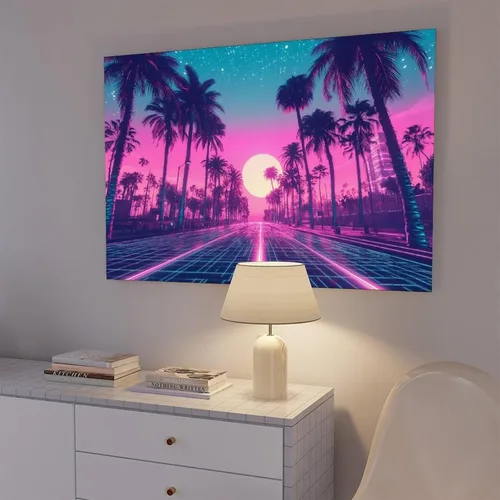 Vista 7 de Neon Vaporwave Art Print – Cyberpunk Aesthetic Wall Decor – Retro Futuristic Subculture Poster – Trendy Modern Artwork Poster Print for Teen Boys