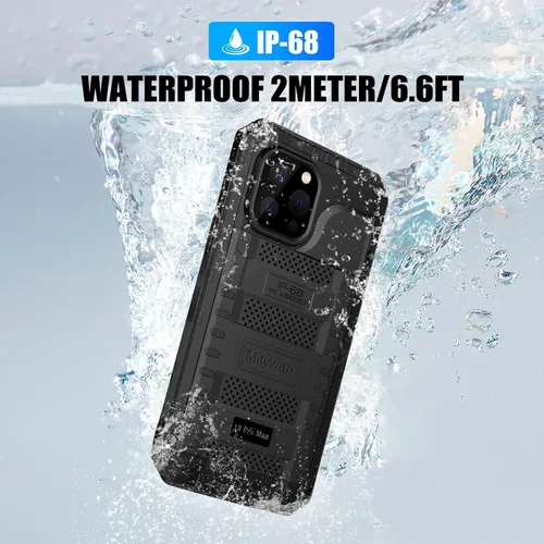 Vista 3 de Mitywah Funda impermeable para iPhone 13 Pro Max, funda de metal resistente de grado militar, funda protectora de cuerpo completo bajo el agua, a