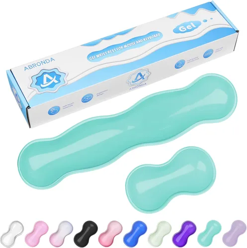 Vista 15 de Reposamuñecas de Gel para Teclado y Ratón, Reposamuñecas para Teclado, Soporte de Muñeca para Ratón, Alivio del Dolor, Toque Fresco, Antideslizante