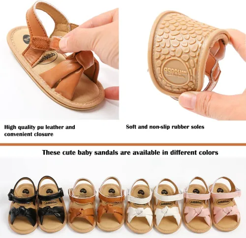 Vista 5 de COSANKIM Sandalias de verano para bebés y niñas con suela suave de flores, zapatos de vestir para cuna, recién nacidos, para recién nacidos