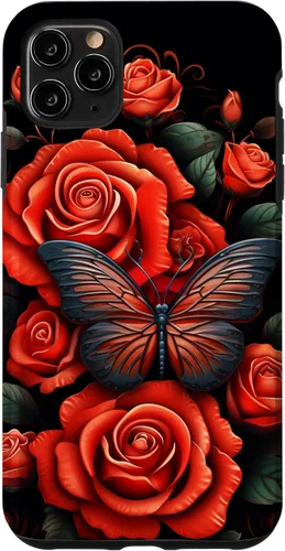 Vista 13 de Cute Butterfly Red Floral Flower Butterfly Rose Case for iPhone 17