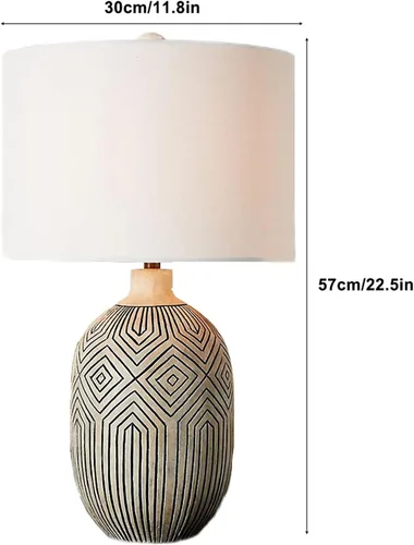 Vista 2 de Lamp For Desk Retro Table Lamps Wooden Bedside Table Lamps with Fabric Lampshade Concise Nightstand Lamps for Home Office Cafe Restaurant