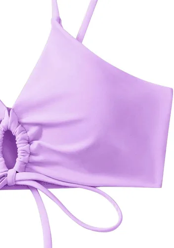 Vista 5 de Seafung Conjunto de bikini sexy con nudo para mujer, traje de baño de corte alto de 2 piezas