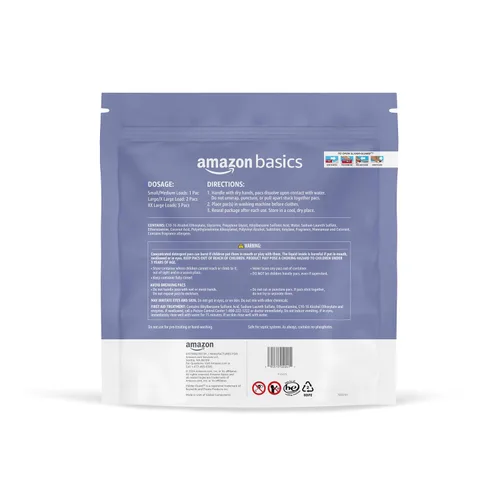 Vista 2 de Amazon Basics - Cápsulas de detergente para ropa, aroma a lavanda, 120 unidades (Nuevo empaque)
