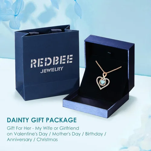 Vista 5 de LIANYU 18K Rose Gold Plated Necklace for Women, Infinity Heart Necklace for Women Birthstone Necklace for Women Birthday Gifts for Wife Girlfriend