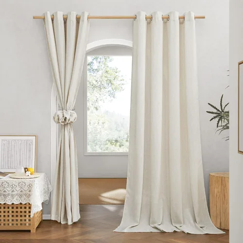 Vista 41 de NICETOWN - Cortinas de lino angora para ventana de cocina sobre el fregadero, con ojales, lino grueso angora, tratamientos cortos para ventanas