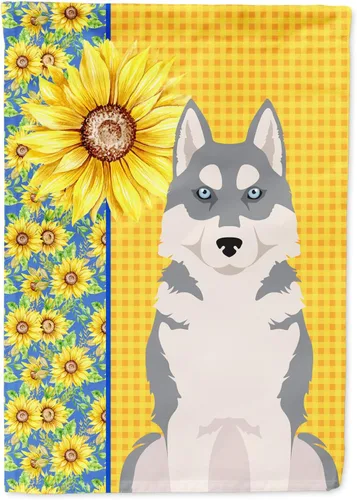 Vista 210 de Caroline's Treasures WDK5313GF Bandera de jardín con diseño de girasoles de verano, color negro y tostado, Airedale Terrier para buzón, bandera