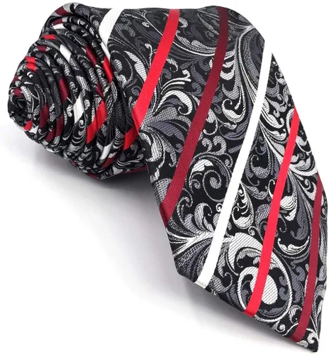 Vista 3 de SW SHLAXWING Corbatas para hombres Corbata Regalo Gris Paisley Luxury