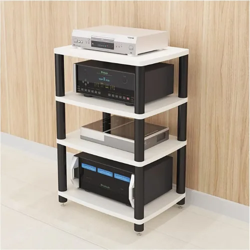 Vista 17 de Soporte para medios de audio y video, soporte de TV para juegos y estante estéreo, torre de audio, soporte para reproductor de grabaciones, pequeño