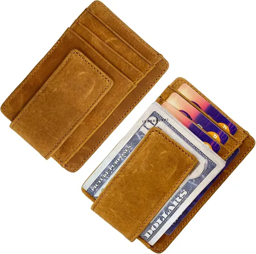 Vista 5 de Hopsooken, broche para dinero, cartera con bolsillo frontal, cartera minimalista, para hombre