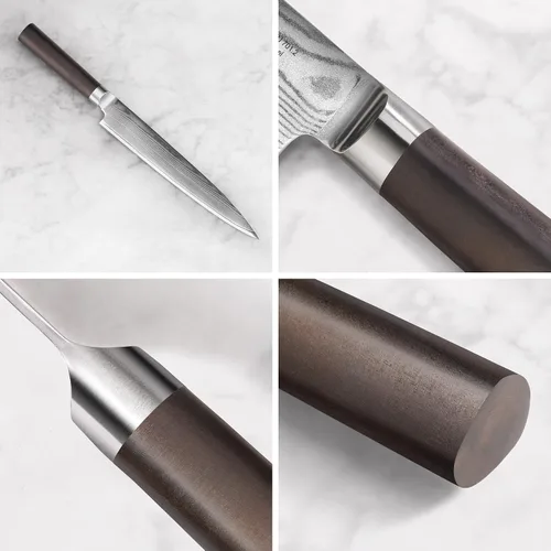 Vista 5 de Cangshan HAKU Series - Cuchillo Sashimi de 8 pulgadas con funda, acero de Damasco forjado X-7, 501103