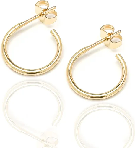 Vista 15 de Aretes de aro de plata de ley, plata de ley 925, 0.472 in, 16 ga, aretes de aro para mujer, aretes de aro de plata hipoalergénica, aretes de aro