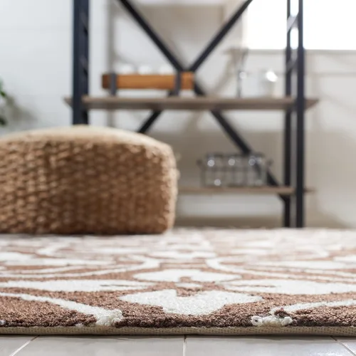 Vista 5 de SAFAVIEH Four Seasons Collection FRS236E - Alfombra de pasillo floral con gancho a mano, 2 pies 3 pulgadas x 8 pies, color chocolate y marfil