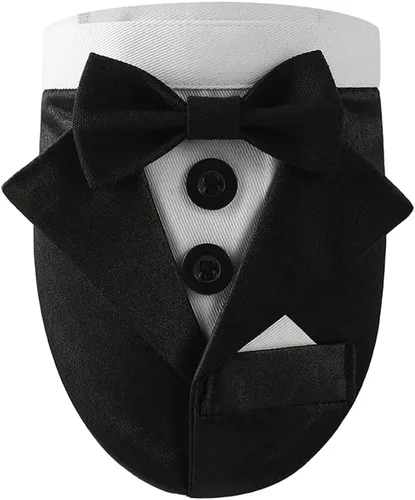 Vista 10 de Collar de perro de esmoquin para boda, compromiso y cumpleaños, collar bandana formal para perro disfraz con corbata de moño y hebilla ajustable