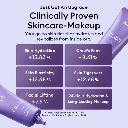 Vista 6 de MISSHA M PERFECT COVER SERUM BB CREAM No.13 Light Fair- Fair with Cool Undertone, BB Cream de Cardi B Pick, tinte para la piel, hidratante tintado
