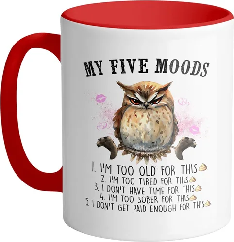 Vista 4 de TeesAndTankYou My Five Moods - Taza de café (11 onzas), color negro