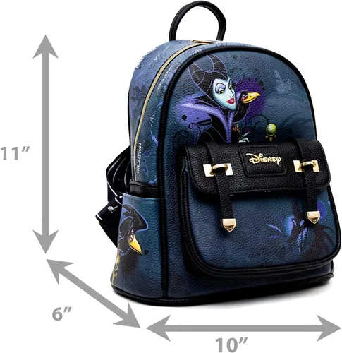 Vista 7 de Wondapop Disney Maleficent - Mini mochila de piel vegana de 11 pulgadas, Negro
