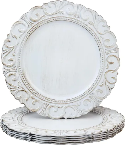 Vista 9 de Spsyrine Platos Base Dorados, Juego de 6 Platos Base para Platos de Cena, Platos Base de Mesa de 13 Pulgadas para Bodas al Por Mayor, Decoración