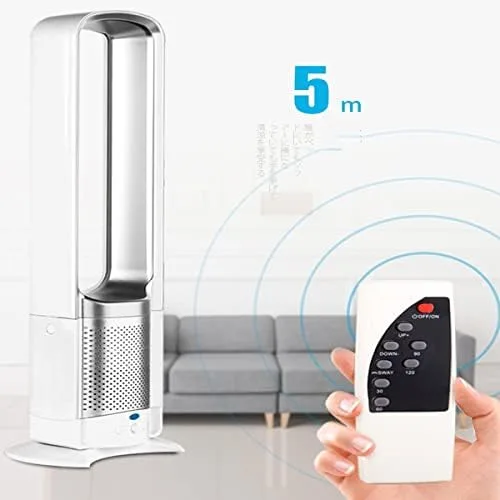 Vista 4 de Ventilador de torre oscilante portátil de 32 pulgadas, enfriamiento silencioso sin aspas con control remoto y temporizador, ventilador de pedestal