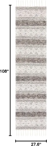 Vista 3 de SAFAVIEH Natura Collection - Alfombra de pasillo, 2 pies 3 pulgadas x 9 pies, marfil y negro, hecha a mano de lana rústica marroquí bohemia, ideal