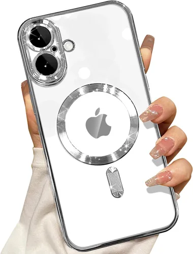 Vista 50 de Misscase Funda MagSafe compatible con iPhone 12 Pro Max con protector de lente de cámara, protección completa, funda magnética transparente