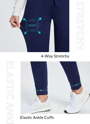 Vista 5 de BALEAF Pantalones deportivos con forro polar para mujer, pantalones de senderismo de cintura alta, resistentes al agua, pantalones térmicos de esquí