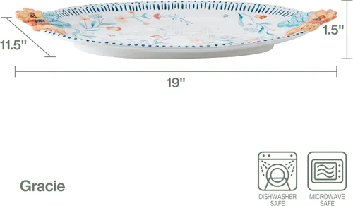 Vista 3 de Fitz and Floyd Gracie - Plato floral para servir, 19 pulgadas