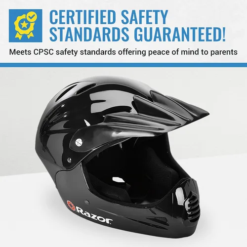 Vista 12 de Razor Casco juvenil de cara completa, carcasa exterior de plástico ligero con correas ajustables para jóvenes jinetes
