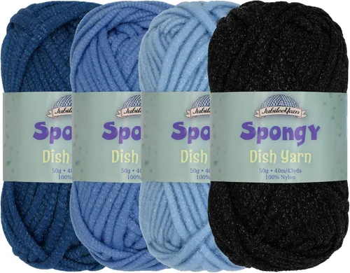 Vista 18 de JubileeYarn Hilo esponjoso para platos - 50 g/madeja de nylon grueso - paño de cocina - negro - 4 madejas
