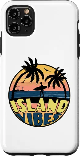 Vista 11 de iPhone 15 Island Vibes - Relaxed - Beach Scene - Surfer - Palm Trees Case