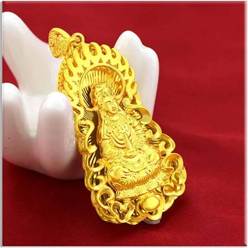 Vista 3 de Xusamss Fashion Colgante chapado en oro de 8 quilates Guan Yin Buda collar de 22.0in