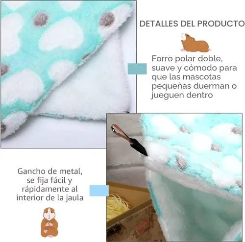 Vista 4 de Boao 2 piezas Hamaca para conejillo de indias y rata, Hamaca colgante para conejillo de indias, hámster, hurón, Accesorios para animales pequeños