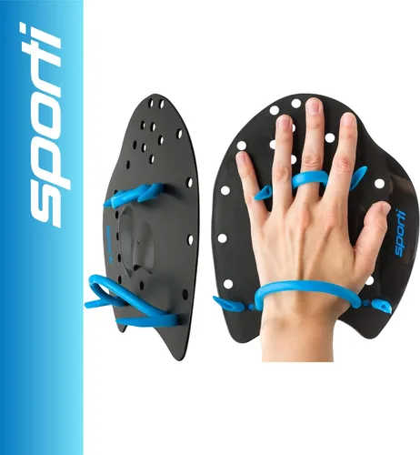 Vista 2 de Sporti Palas de natación Power para natación en piscina - Correas ajustables - Equipo para natación en piscina - Palas de mano para adultos y niños