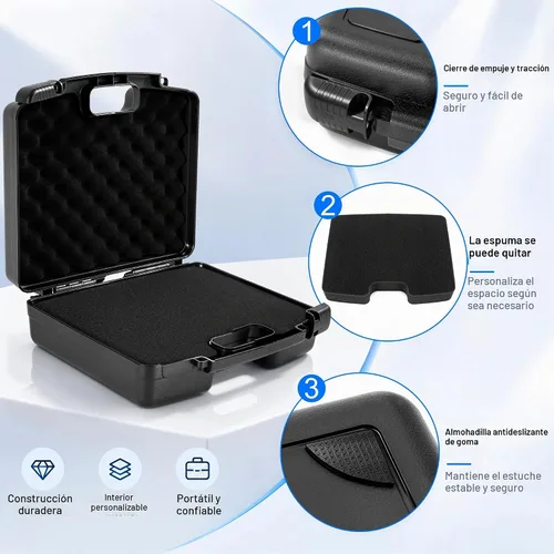 Vista 3 de Funda rígida portátil de 12.2 x 9.85 x 3.77 pulgadas con espuma en dados personalizable, protege equipos, electrónica, herramientas, micrófonos