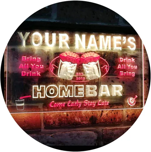 Vista 18 de Letrero luminoso Custom Home Bar Beer de neón; personalizado con nombre Blanco