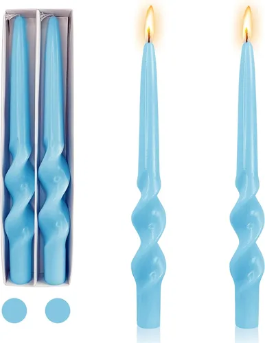 Vista 28 de Candelabros en espiral verde y velas cónicas verdes - Gedengni 7.5 pulgadas Velas cónicas cortas y encantadoras con diseño retorcido, velas sin