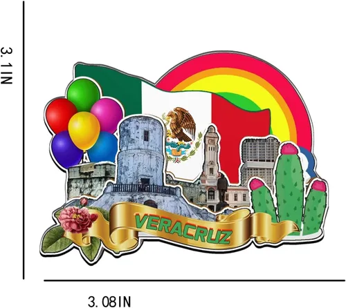 Vista 3 de Veracruz - Imán de madera para nevera, diseño de México, monumentos en 3D, recuerdos coleccionables, decoración hecha a mano, 2026