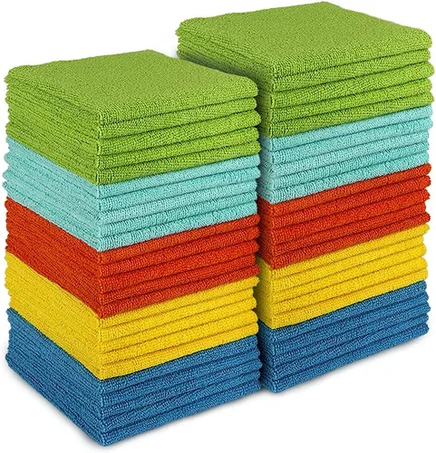 Vista 13 de AIDEA Microfiber Cleaning Cloth Blue-50PK, Soft Absorbent Shop Rags, Microfiber Towels for Cars, Kitchen Towels, Dusting Cloth for Home, Window