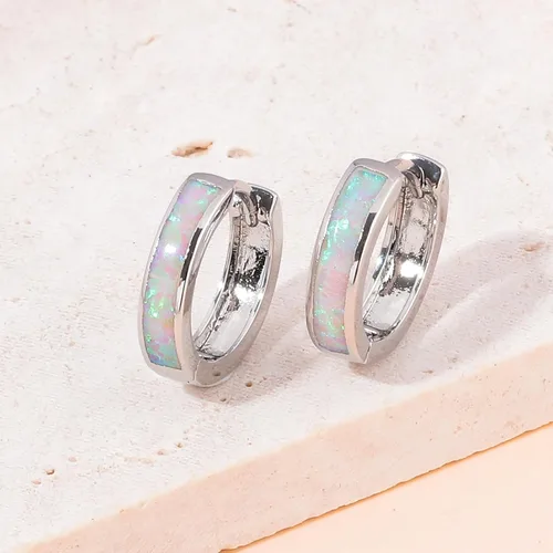 Vista 167 de CiNily Aretes Huggie de ópalo con bisagras, chapados en oro, hipoalergénicos, pequeños aretes de aro para mujeres, adolescentes, niñas, hombres